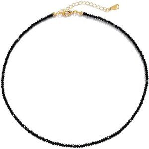 Dainty Black Spinel Beaded Choker Necklace for Women